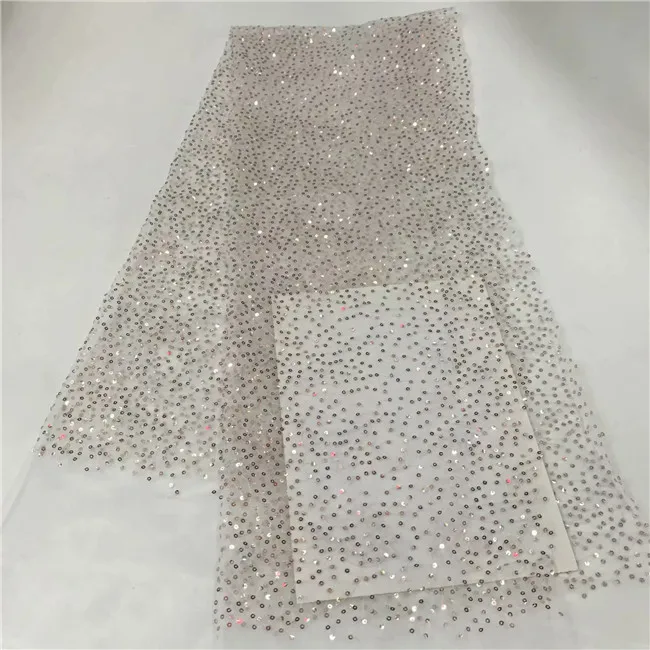 

Newest Arriver Beautiful African Net Sequin Lace Fabric, Sequins Nobleness African French Lace Fabric for Party Dresses Y11