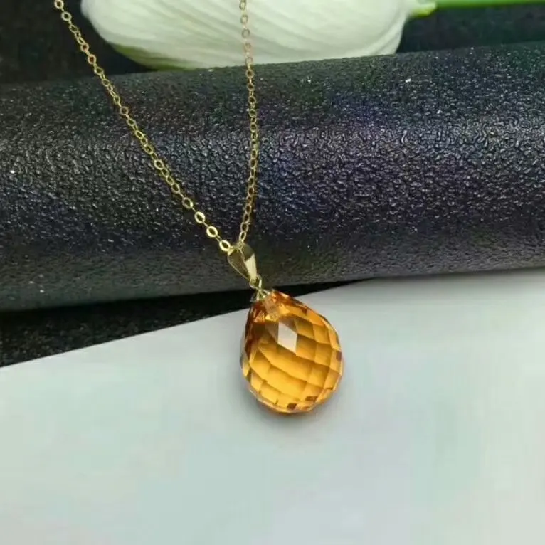 shilovem 18k yellow gold citrine pendants fine Jewelry  women party new classic plant mym002