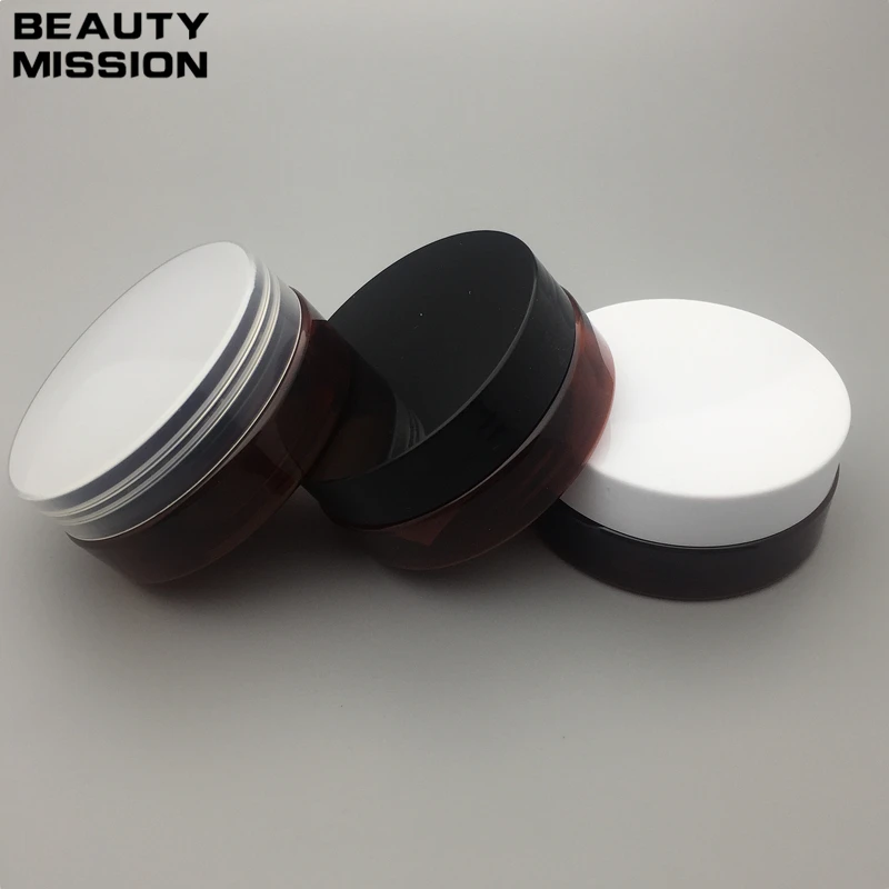 50 grams brown PET Jar,Cosmetic Jar 50g brown jar with black/white/transparent Lid Make up Packaging Beauty Salon container