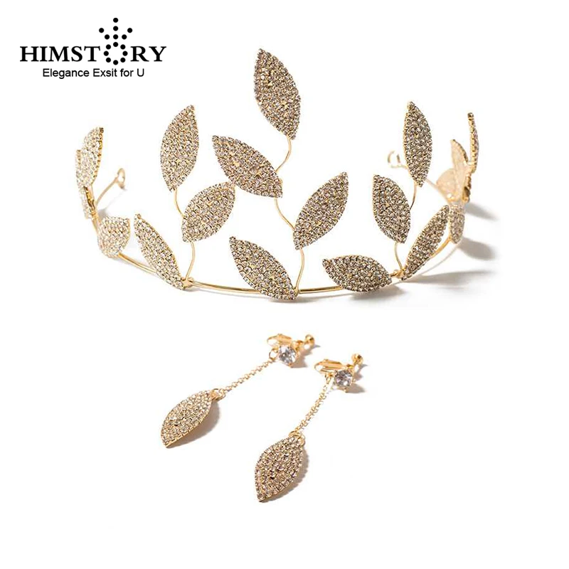 

Elegant Leaves Wedding Tiaras Crowns Headpices Full Rhinestones Crystal Bridal Hairbands Soft Chain Hair Jewelry Wedding Gifts