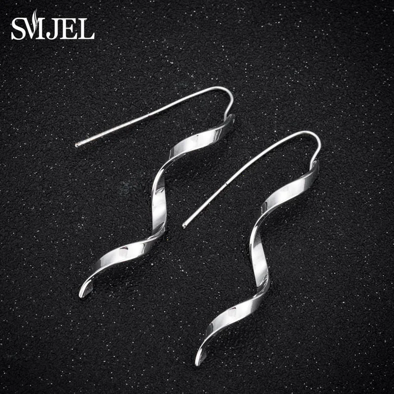 SMJEL новые металлические волнистые серьги-спирали для женщин длинные висячие