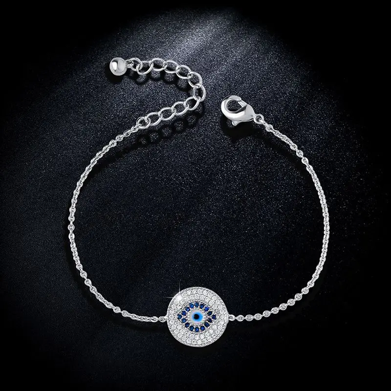 Высокое качество турецкий синий браслет evil eye Роскошный CZ золотая цепочка для