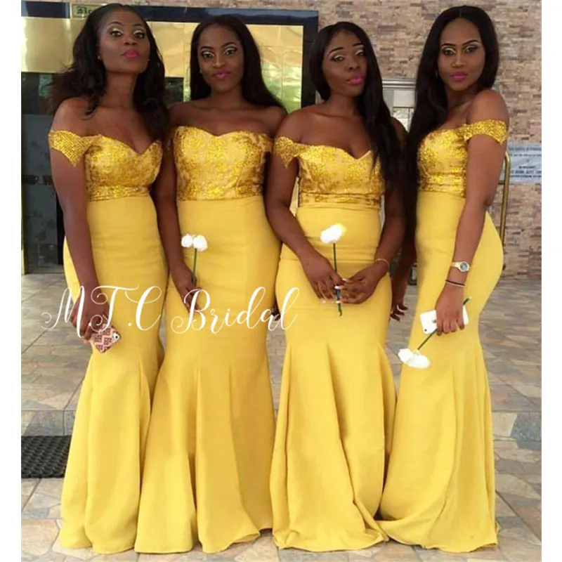 

Лидер продаж 2019, золотистое искусственное платье с блестками, аппликацией и открытыми плечами, длинное платье русалки для свадебной вечери...