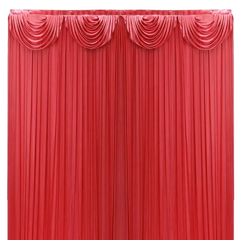 

2.4X2.4M Ice Silk Wedding Backdrop With Top Swag Curtain Stage Drape Background For Wedding Event Party Decoration