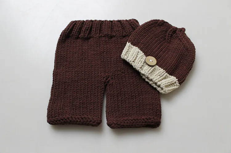 Newborn Photography Props Baby Clothing Crochet Infant Hats+Pants Set Photo Babies Accessories Fotografia | Детская одежда и обувь