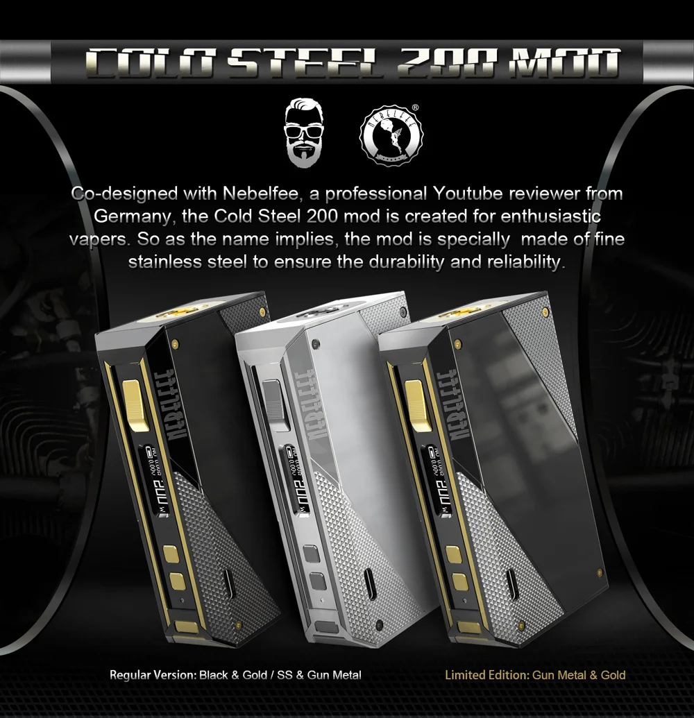 Подарок Vape мод Ehpro холодная сталь 200 TC мод 200 Вт электронная сигарета мод без батареи подходит 510 vape Танк vs dovpo topside/drag mini
