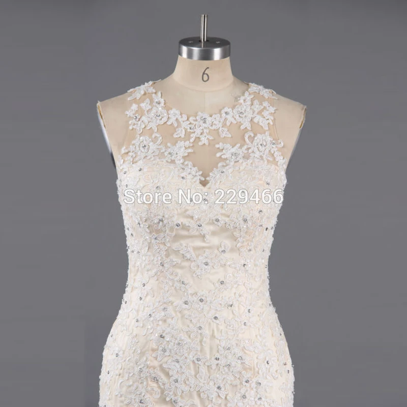 Sheer Тюль Русалка Свадебные платья 2017 О образным вырезом оборками Vestido De Novia