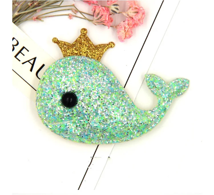 

25PCS/Lot Multi Color shiny whale Padded Applique Crafts for Children Headwear Hair clip Accessories free shipping