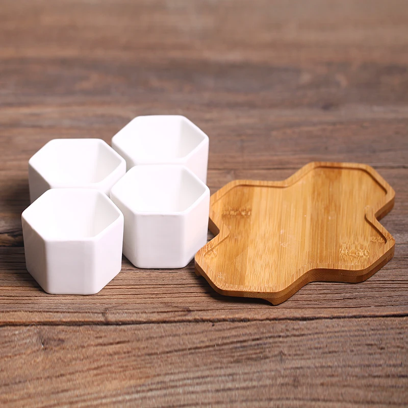 Керамическая ваза для цветов шестиугольная декоративная керамическая из