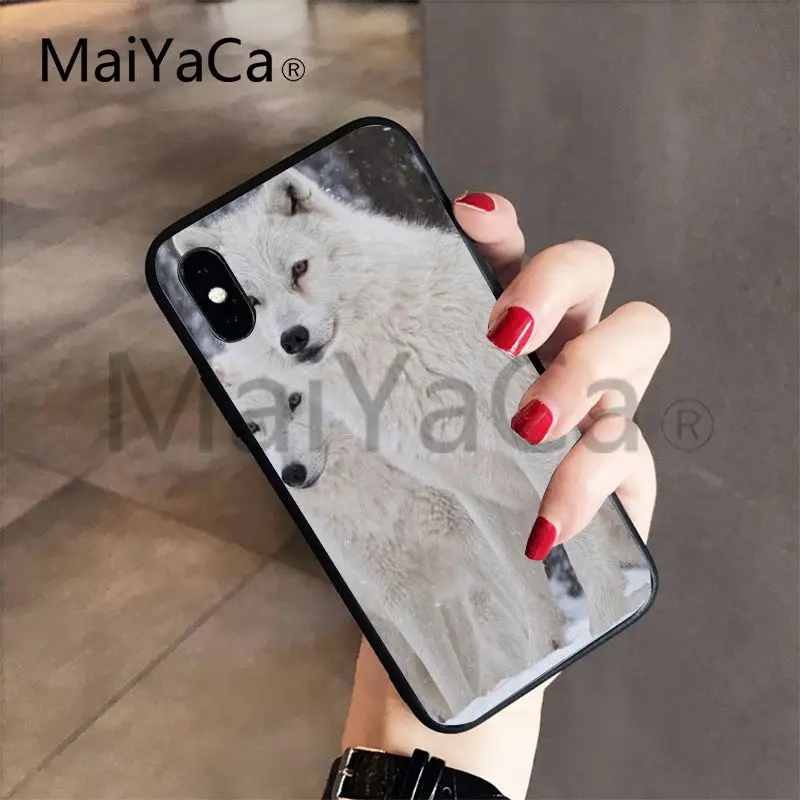 Роскошный мягкий защитный чехол MaiYaCa Wolf on Snow для iPhone 5 5s 6 plus 6s 7 7s Plus 8 8s X XS XR XSMAX |