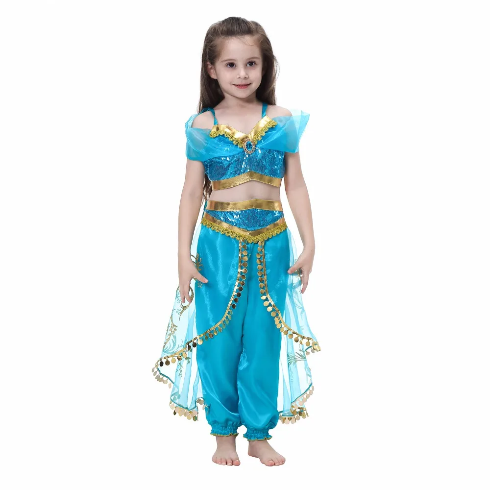 NEW!Halloween Christmas Party Cosplay Kids Girls Princess Jasmine Costumes For Children Belly Dance Dress Indian Costume | Тематическая
