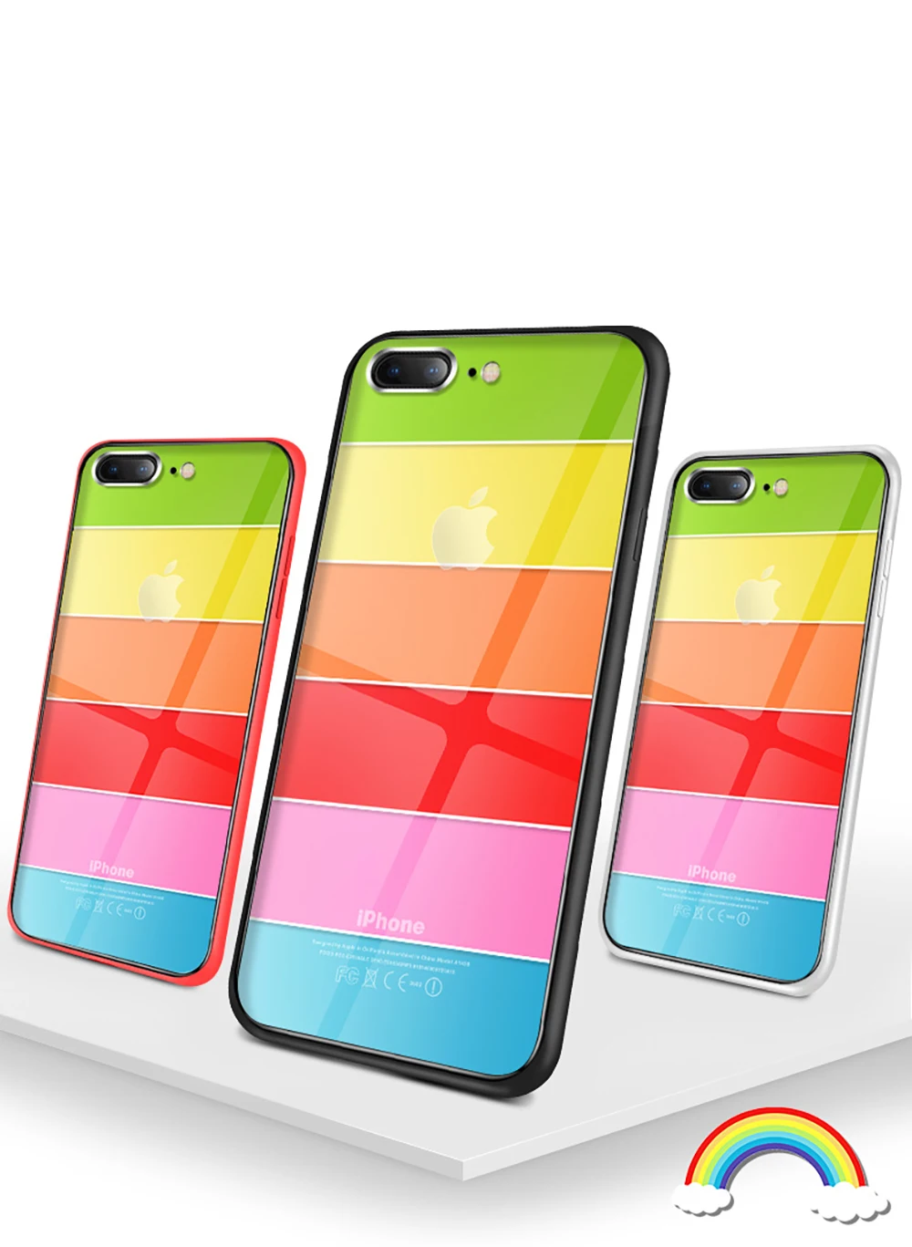 NYFundas для iphone 8Plus 7 6 6S Plus X прозрачное закаленное стекло Радужный ударопрочный