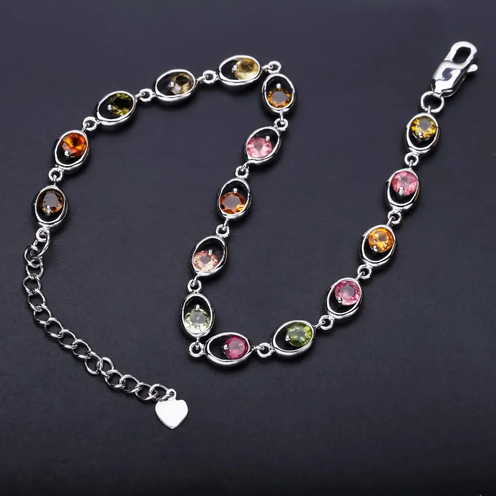 Женский браслет из серебра 925 пробы с натуральным турмалином|bracelet fashion|bracelets