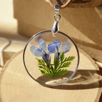 flyleaf handmade epoxy natural flower long necklaces pendants vintage bronze rope chain necklace jewelry accessories