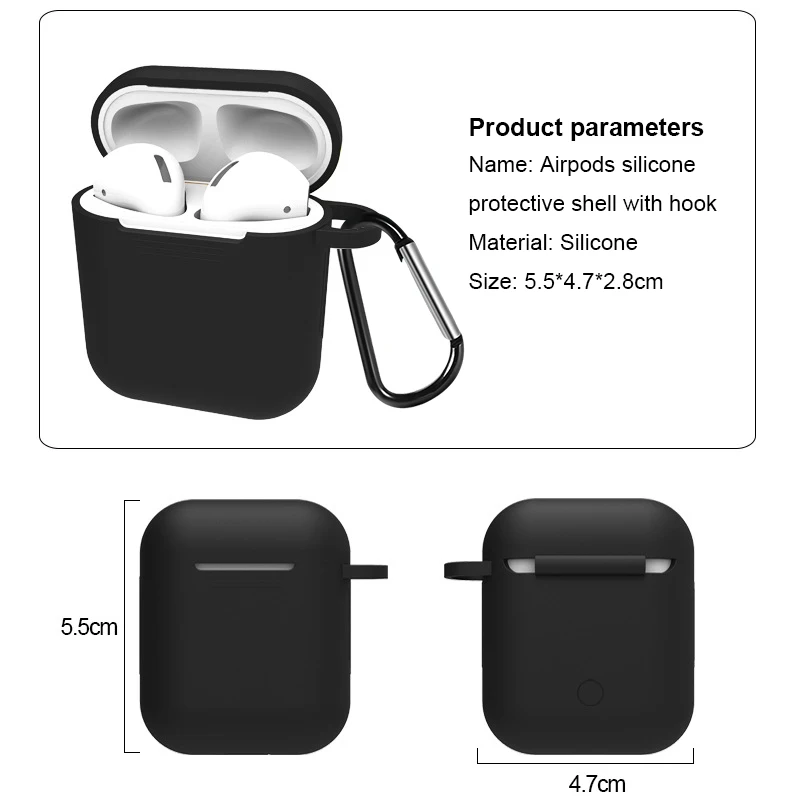 Силиконовый чехол для наушников с карабином для AirPods, Bluetooth, беспроводная гарнитура, защитный чехол для Air Pods, защитный чехол