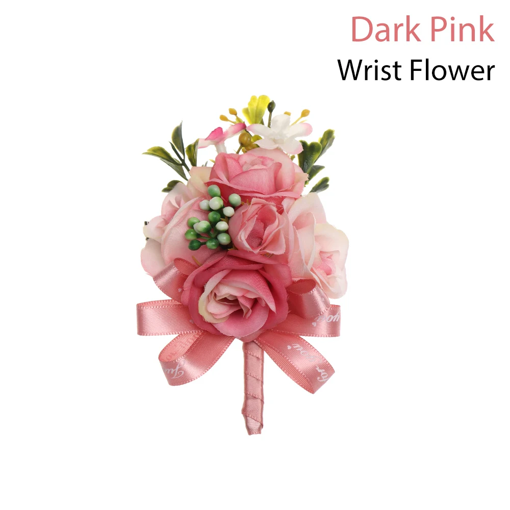 Wrist Dark Pink Новые Красивые свадебные корсажи и брошь-бутоньерка, кружевные листья, корсажи на запястье, свадебные цветы, Свадебная вечеринка - Цвет: Wrist Dark Pink