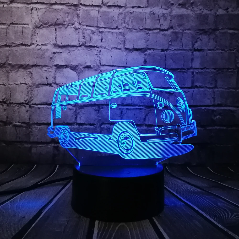 Туристический автобус СВЕТОДИОДНЫЙ 3D лампа многоцветный градиент RGB мультяшный