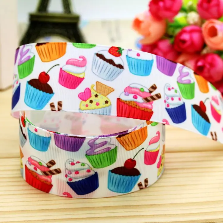 

DUWES DHK 1.5'' Free shipping cupcake printed grosgrain ribbon hair bow headwear party decoration wholesale OEM 38mm H5064