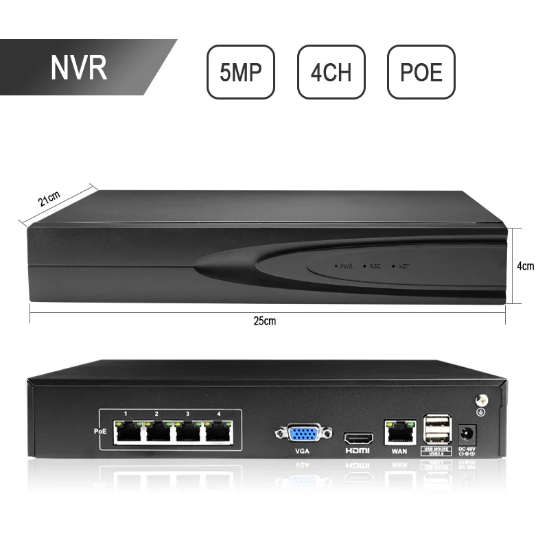 HJT 4CH NVR CCTV System 48V POE 5.0MP IP Camera Kit IR Night Vision Network P2P Onvif Private Protocol UC H.265 | Безопасность и