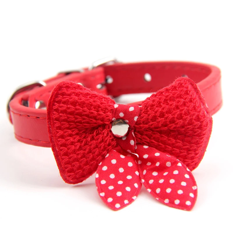 Ошейник для собак из искусственной кожи ошейник щенков с вязаным бантом ошейники