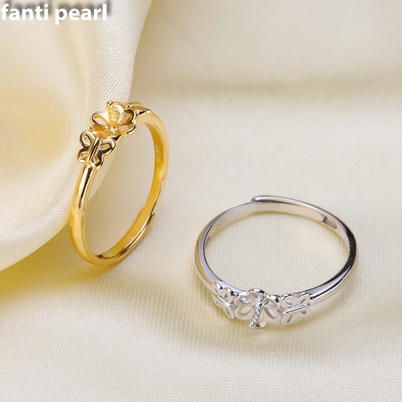 DIY Pearl Ring 925 silver Accessories Natural freshwater rings s925 Sterling Silver ring simple style 7-9 mm butterfly | Украшения и