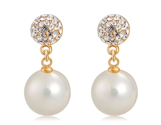White Pearl &amp Crystal Rhinestone Decorated Earrings LHP-5857D | Украшения и аксессуары
