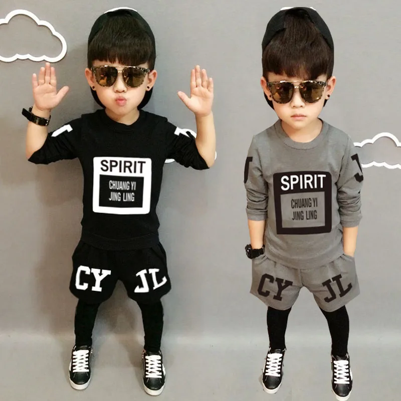 

Children's Sports Suit 2023 Baby Kids Fashion Clothing Set Little Boys Trend Printing T-shirt + Flase 2 Pcs Pants Clothes X194