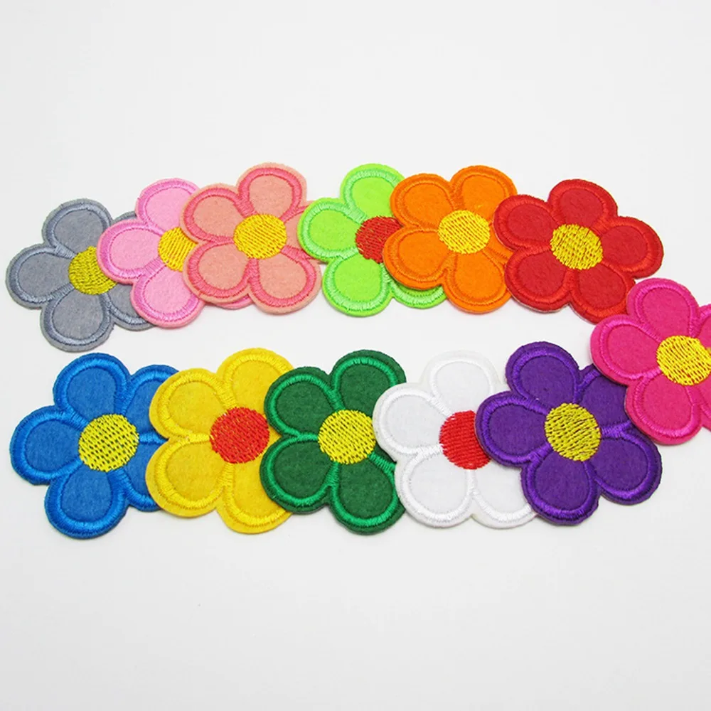 100 шт./лот вышивка ярких цветов Ткань sunflower heronsbill аппликации патчи для одежды