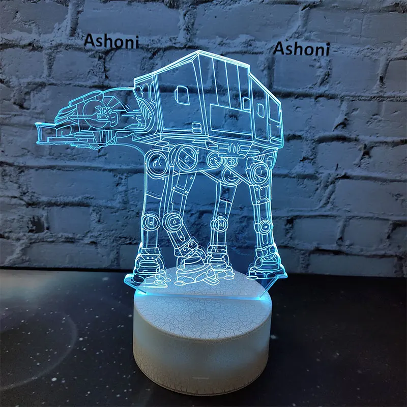 Ashoni Звездные войны 3D лампа спальня настольная ночник акриловая панель USB кабель 7