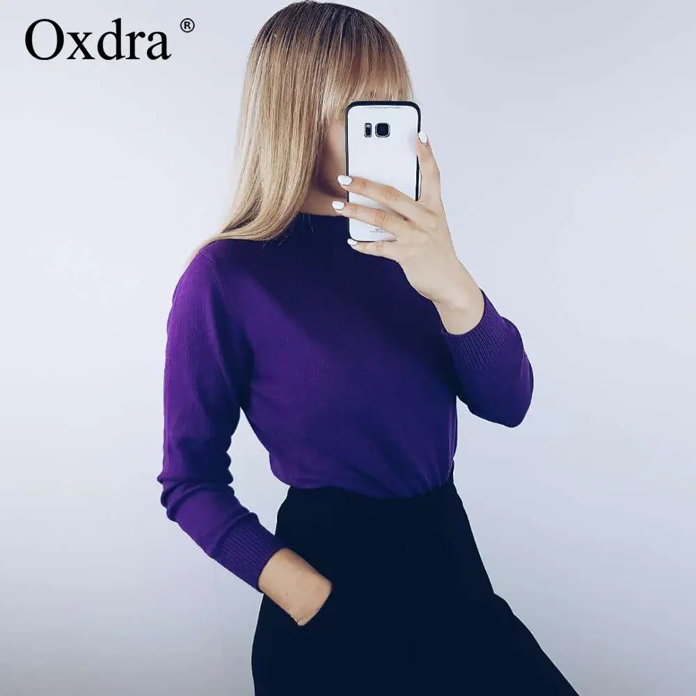 Oxdra 2019 зимние однотонные базовые мягкие свитеры пуловеры женский вязаный свитер