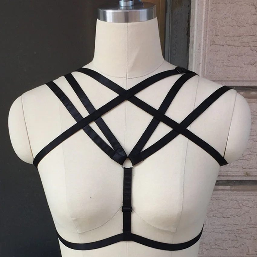 Черная клетка для портупея ручной работы готика Харадзюку сексуальное нижнее