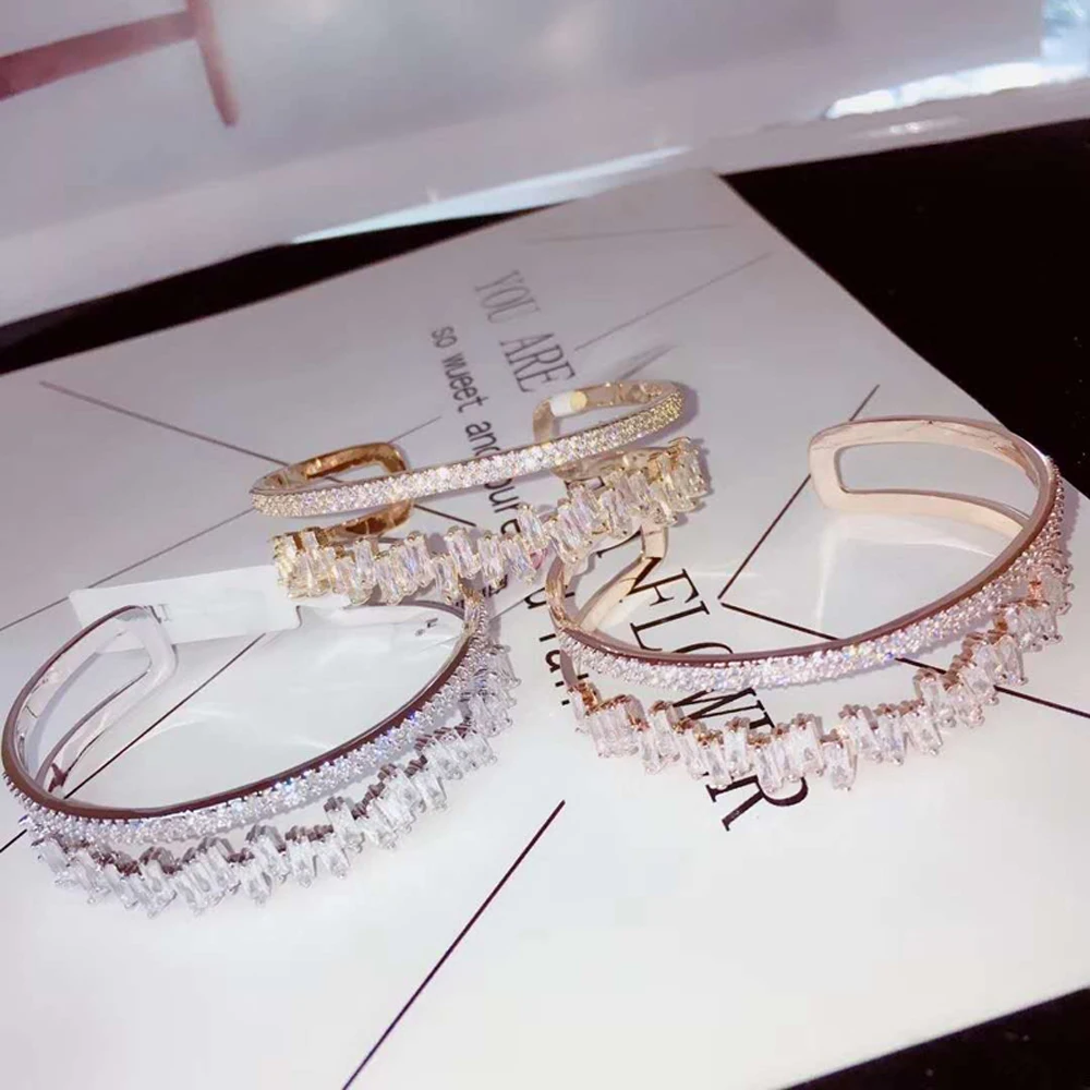 Funmode супер роскошный новый дизайн тонкий багет кольцо и браслеты для женщин