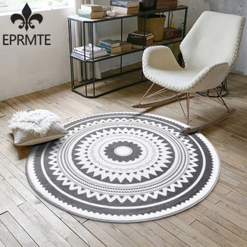 Nordic Fashion Round Carpets Niche for Home Fun Living Room Bedroom Kitchen Rug Basket Rocking Chair Adults Mat | Дом и сад
