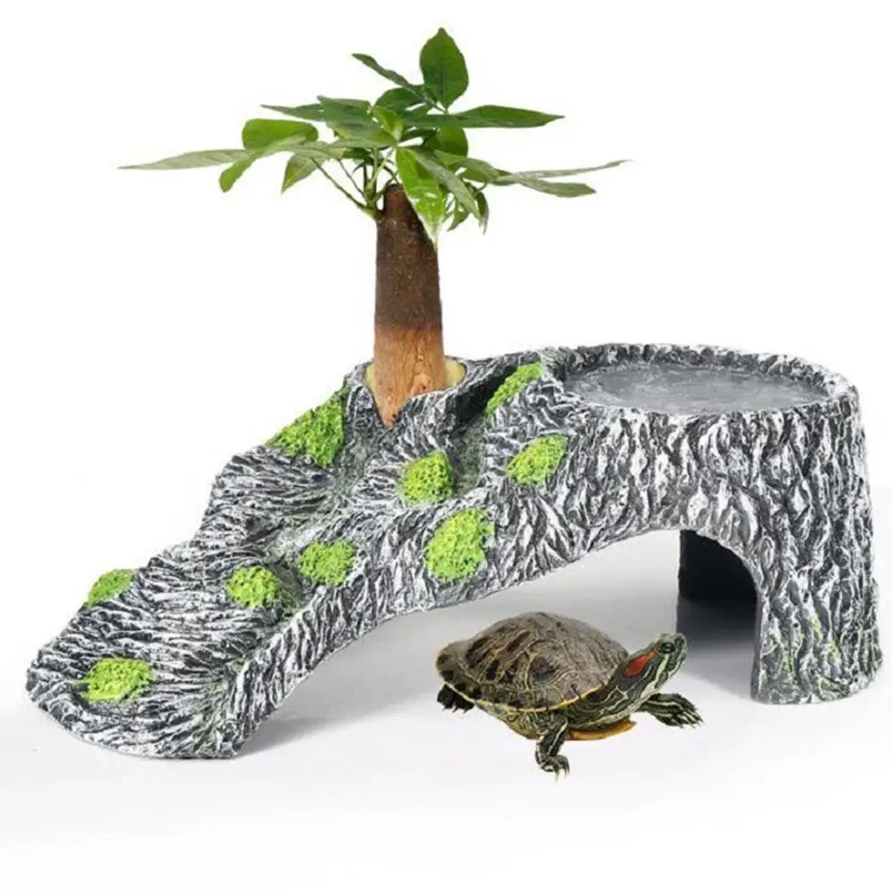 Turtle Drying Climbing Platform Tortoise Sun Roof Terrace Tank Floating Island Resin Rockery Pet Reptile Hide Cave | Дом и сад