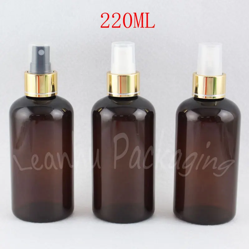 

Коричневая пластиковая бутылка 220 мл с золотым распылителем, пустой косметический контейнер мл, водой для макияжа/тонер для розлива