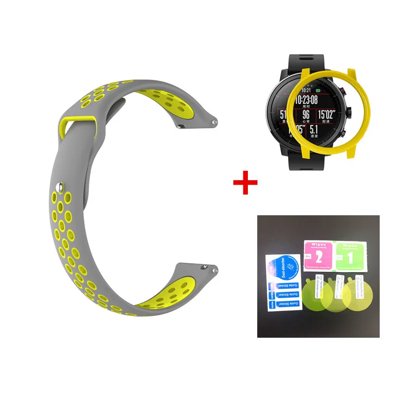 6 10 видов цветов Смарт-браслет для Xiaomi Huami Amazfit Stratos 2 pace ремешок на запястье ремень+ чехол amazfit Pace 2 защита экрана - Цвет: 6