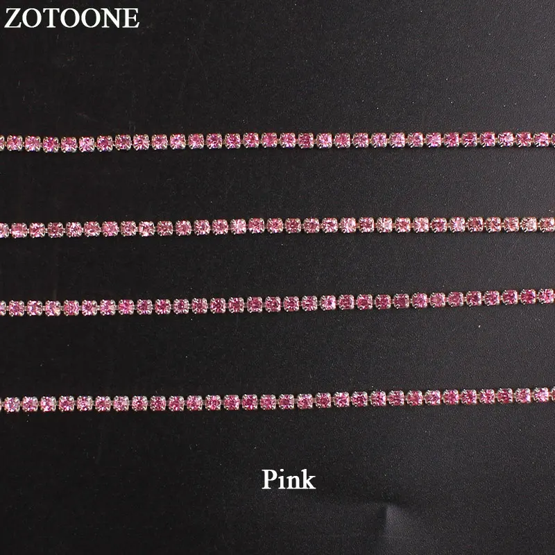 Стразы ZOTOONE SS10 1 ярд стразы s для одежды камни розовые кристаллы цепочка отделка