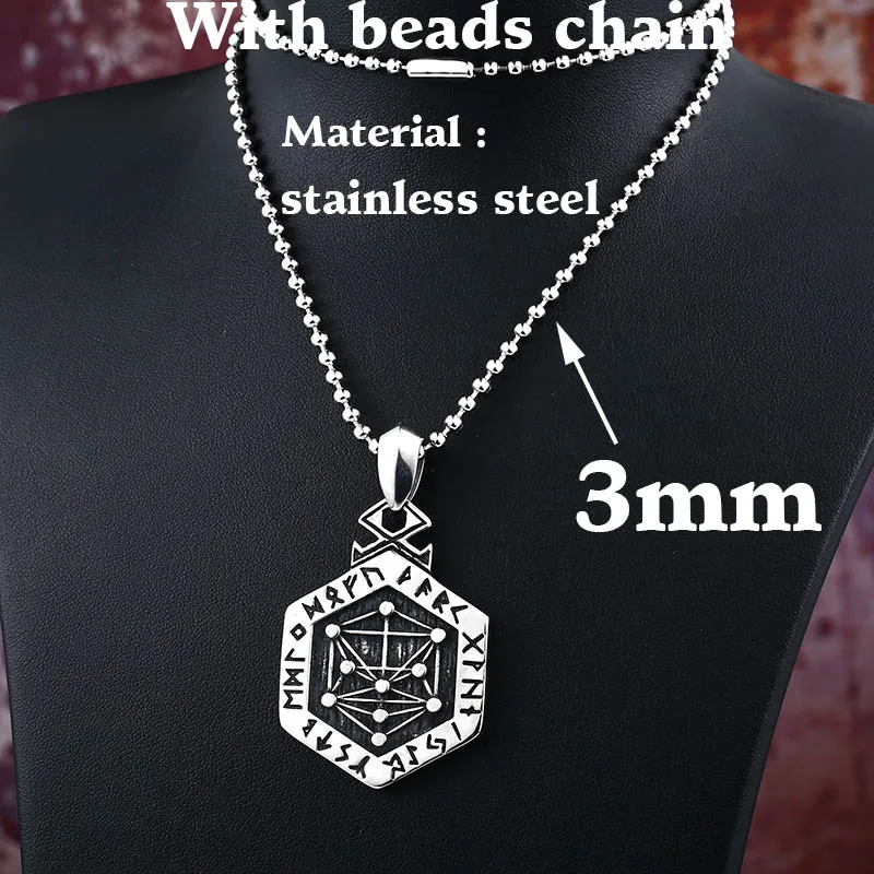 312 bead chain Сталь solider цветок лотоса подвеска с символикой викингов из нержавеющей стали Тор ожерелье молоток 316 л сталь Мужчины Шарм ювелирные изделия - Окраска металла: 312 bead chain