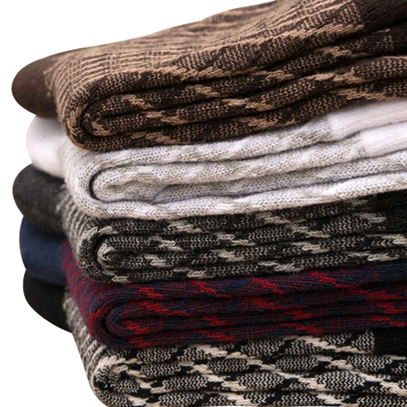 

20 Pairs New Brand Quality Warm Comfortable Plaid Pattern Socks Men Casual Novelty Autumn Winter Meias Business Male Socks Hot