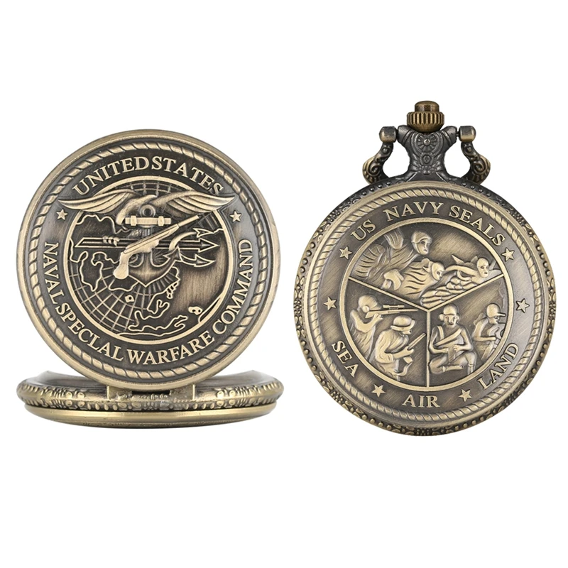 Кварцевые карманные часы в стиле ретро США военно морской флот Спецназ ожерелье