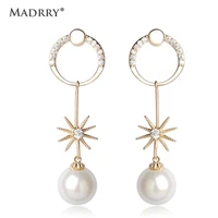 madrry fashion design drop earrings simulated pearls full zircons dangle orecchini doreille femme joyas women party bijoux