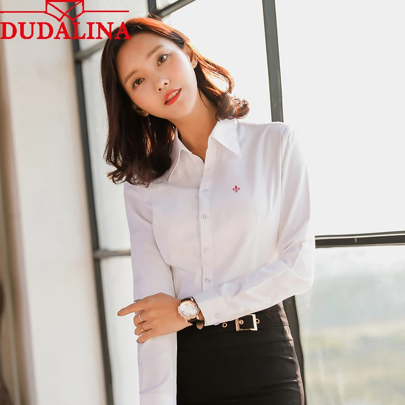 Dudalina кофточка Blusa Roupas Camisa Feminina Manga Longa рубашка длинный рукав вышивка формальный Топ элегантная женская рубашка