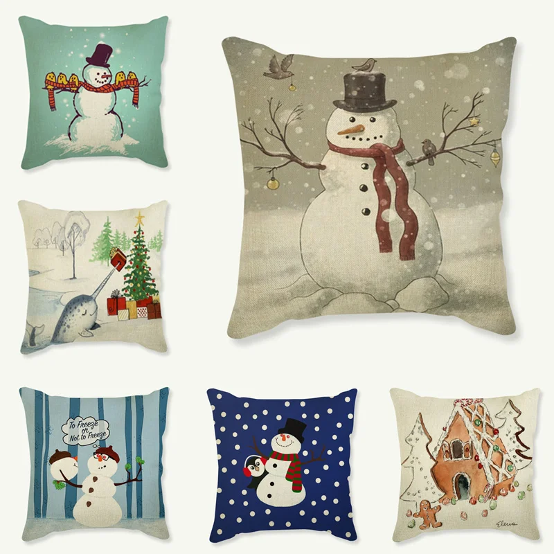 С Новым годом Рождество снеговик стиль наволочка рождественский подарок