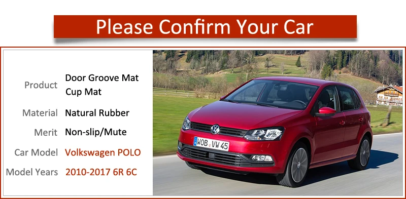 Противоскользящие резиновые коврики ворота Слот чашка коврик для VW POLO 6R 6C 2010 2011