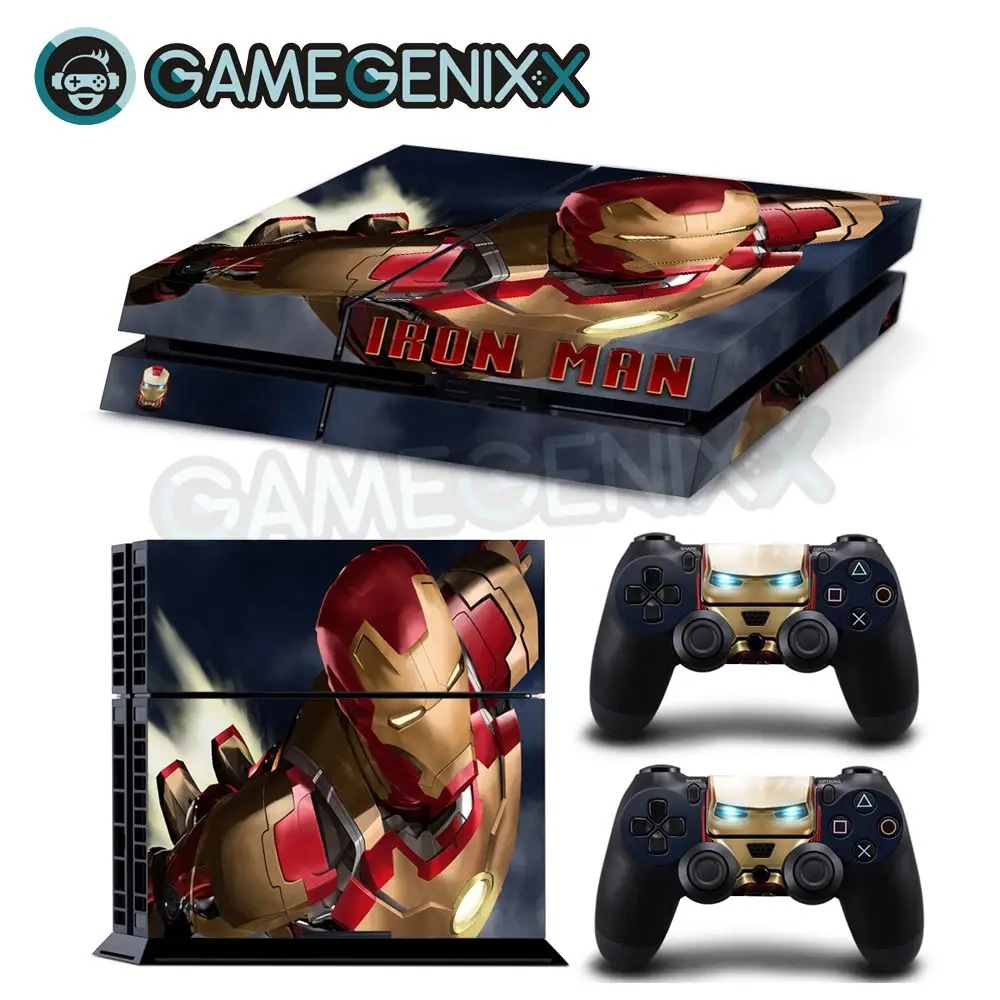 Виниловая наклейка на кожу GAMEGENIXX для консоли PS4 и 2 контроллера Железный