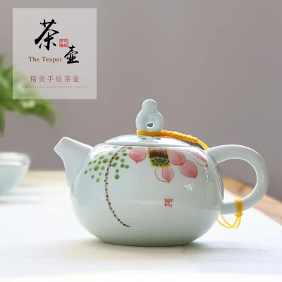 

Hand-painted Blue And White Porcelain Teapot Ceramic Hand-held Pot Kung Fu Oolong Da Hong Pao Black Teaware Free Shipping