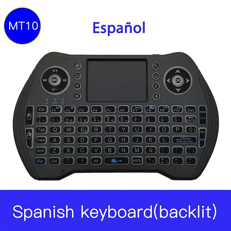Испанская клавиатура MT10 с подсветкой 2 4 ГГц мини беспроводная Bluetooth 3 цвета