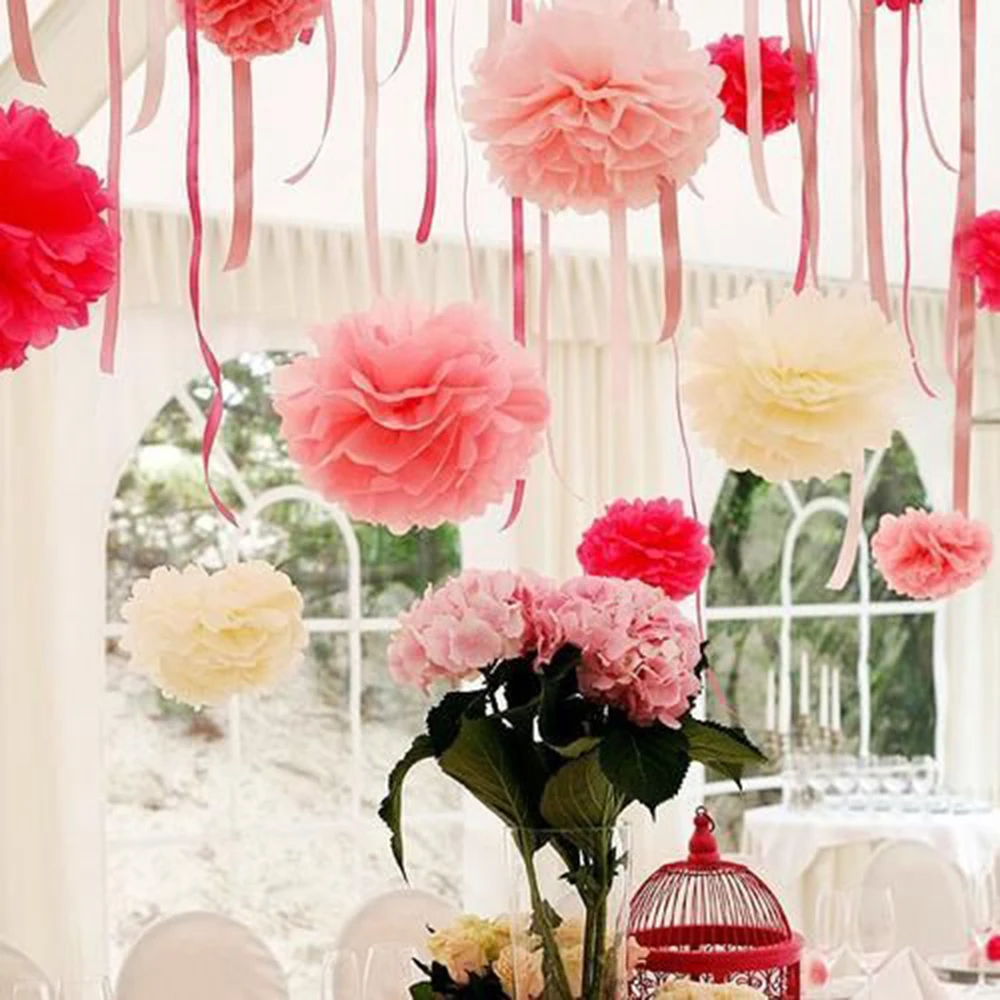 5 шт. 20 см декоративные ткани Бумага Pom Poms Цветочные шары свадьба хороший подарок
