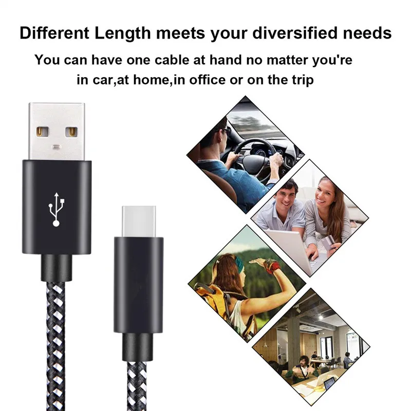USB Type C нейлоновый плетеный шнур для быстрой зарядки Samsung Galaxy S9 S8 Note 9 8 A3 A5 A7 2017 Huawei P20