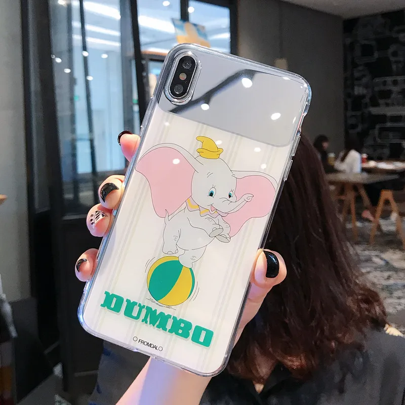 Мультяшный зеркальный чехол с изображением слона для iPhone XS Max XR Чехлы 6 S 7 8 Plus X